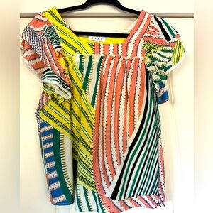THML blouse mixed stripe abstract geometric print